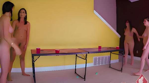Strip Air Pong with Helena and Selina vs. Starli and Alisha