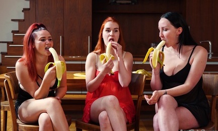 Strip Banana Challenge vs Bella Angel, Kaira Love And Adele